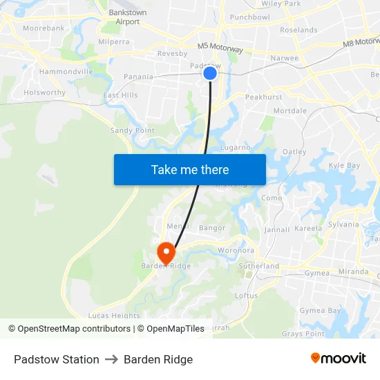 Padstow Station to Barden Ridge map