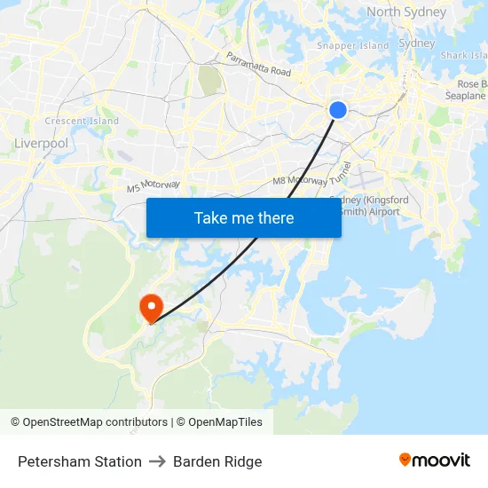 Petersham Station to Barden Ridge map
