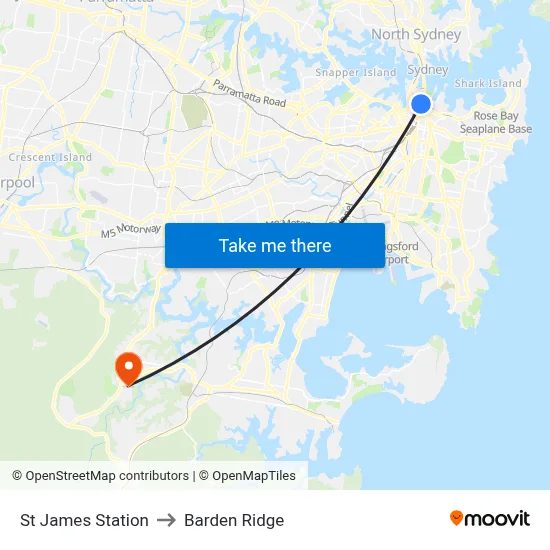 St James Station to Barden Ridge map