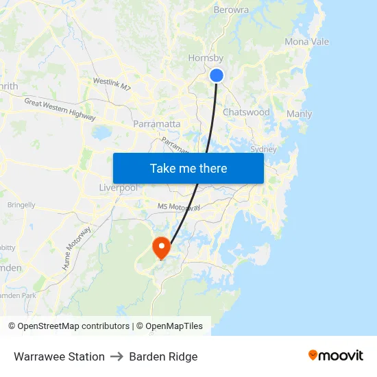 Warrawee Station to Barden Ridge map