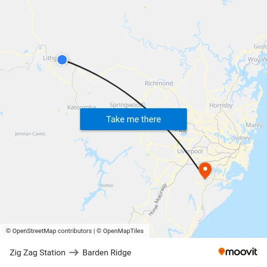 Zig Zag Station to Barden Ridge map