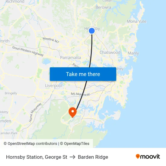 Hornsby Station, George St to Barden Ridge map