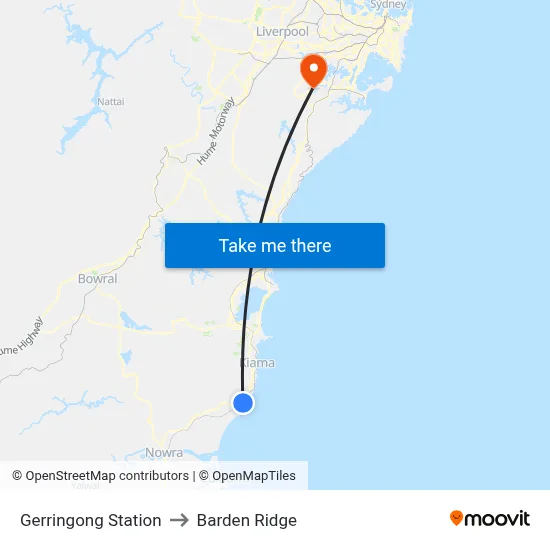 Gerringong Station to Barden Ridge map