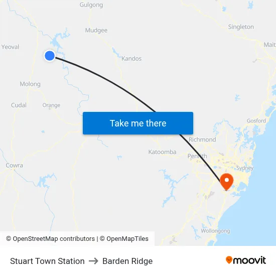 Stuart Town Station to Barden Ridge map