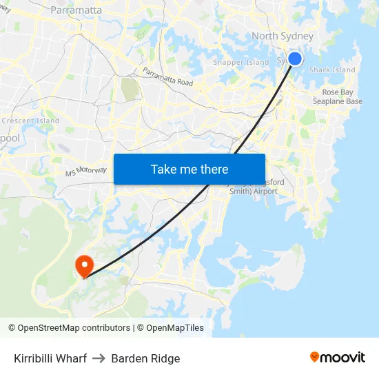 Kirribilli Wharf to Barden Ridge map