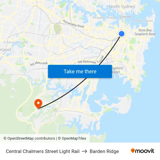 Central Chalmers Street Light Rail to Barden Ridge map