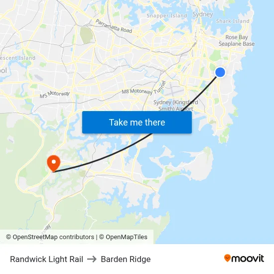 Randwick Light Rail to Barden Ridge map
