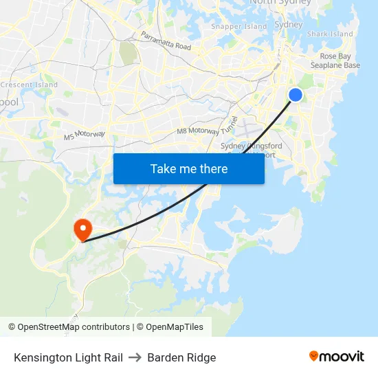 Kensington Light Rail to Barden Ridge map
