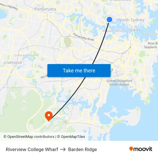 Riverview College Wharf to Barden Ridge map