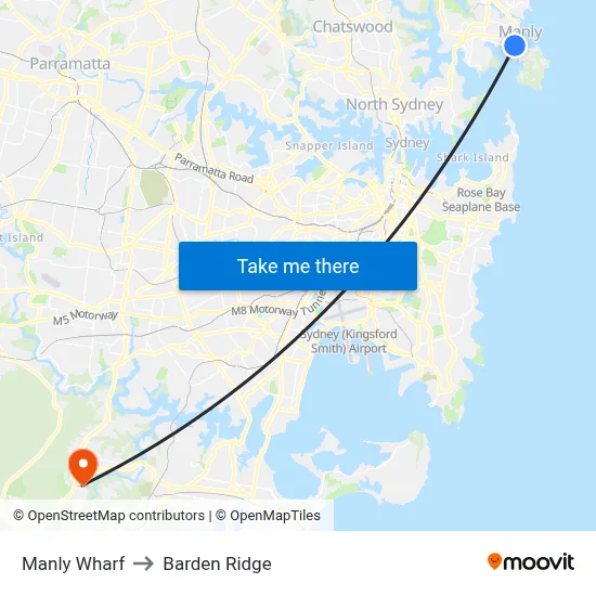 Manly Wharf to Barden Ridge map