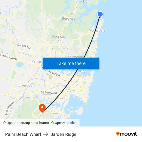 Palm Beach Wharf to Barden Ridge map