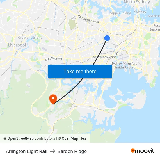 Arlington Light Rail to Barden Ridge map