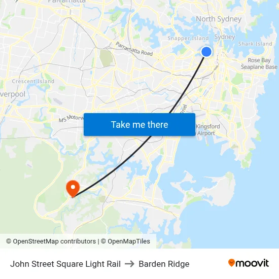 John Street Square Light Rail to Barden Ridge map