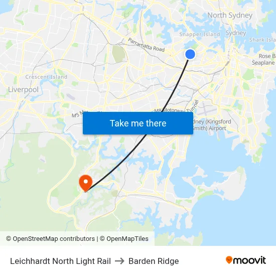 Leichhardt North Light Rail to Barden Ridge map
