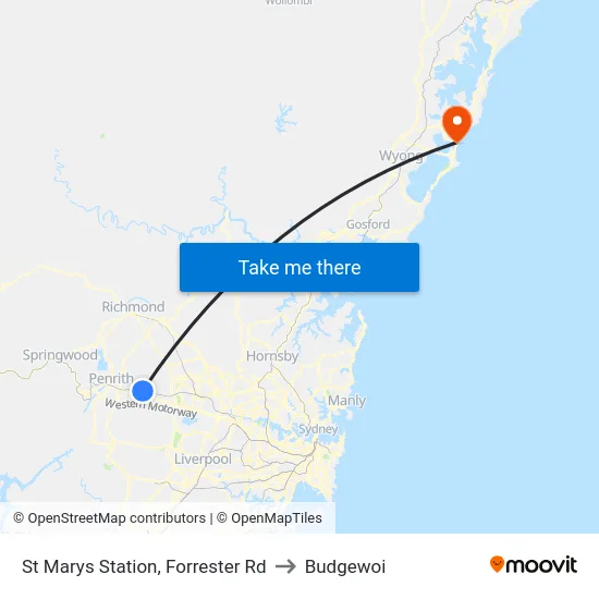 St Marys Station, Forrester Rd to Budgewoi map