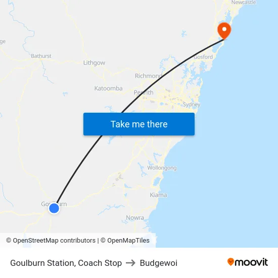 Goulburn Station, Coach Stop to Budgewoi map