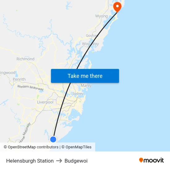 Helensburgh Station to Budgewoi map