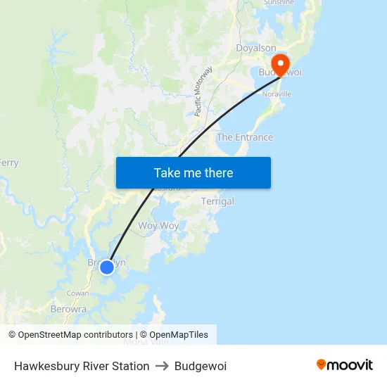 Hawkesbury River Station to Budgewoi map