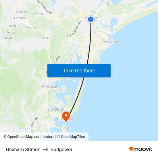 Hexham Station to Budgewoi map