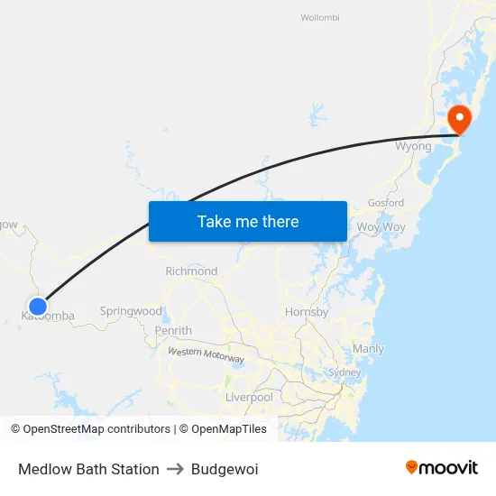 Medlow Bath Station to Budgewoi map