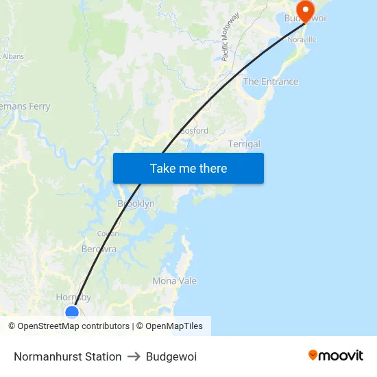Normanhurst Station to Budgewoi map