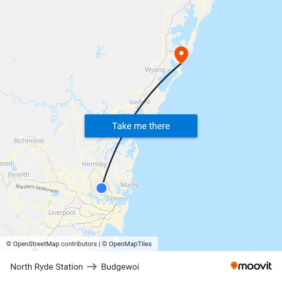 North Ryde Station to Budgewoi map