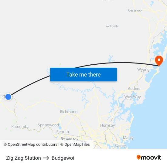 Zig Zag Station to Budgewoi map