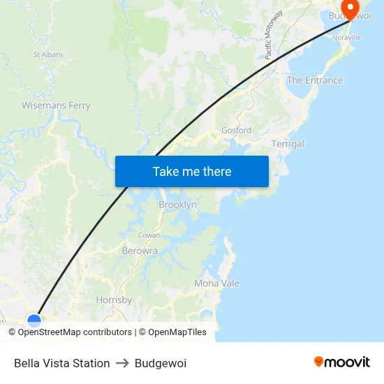Bella Vista Station to Budgewoi map