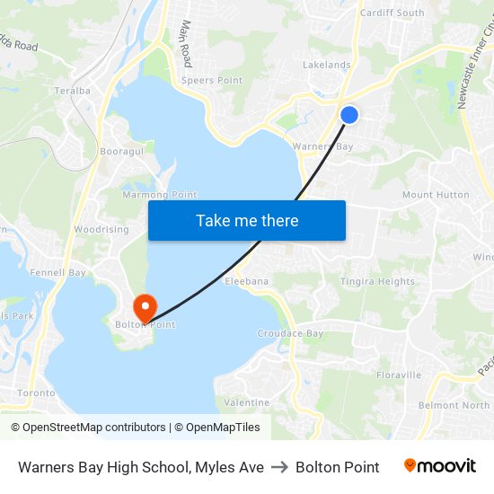 Warners Bay High School, Myles Ave to Bolton Point map