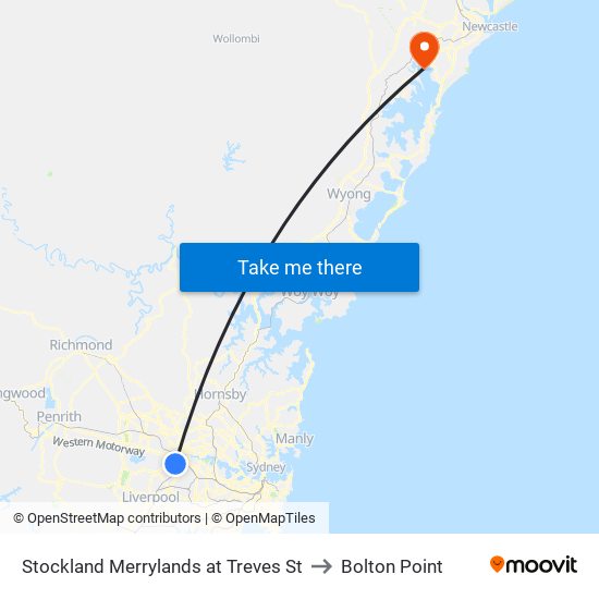 Stockland Merrylands at Treves St to Bolton Point map