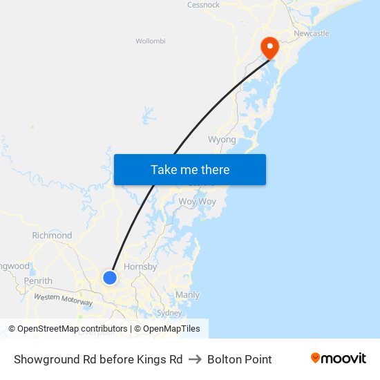 Showground Rd before Kings Rd to Bolton Point map