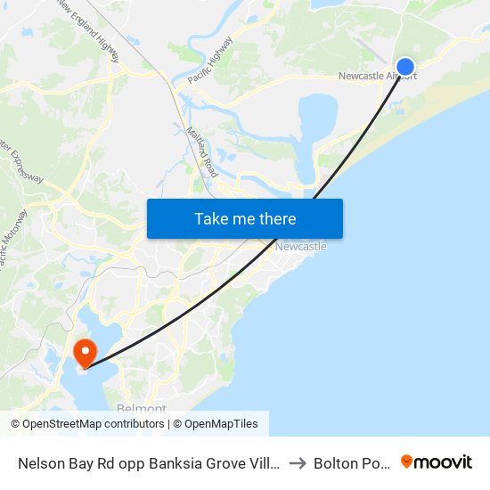 Nelson Bay Rd opp Banksia Grove Village to Bolton Point map