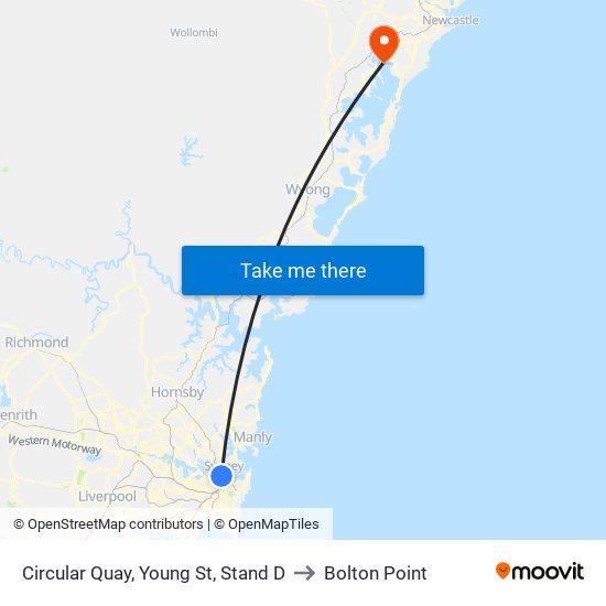 Circular Quay, Young St, Stand D to Bolton Point map