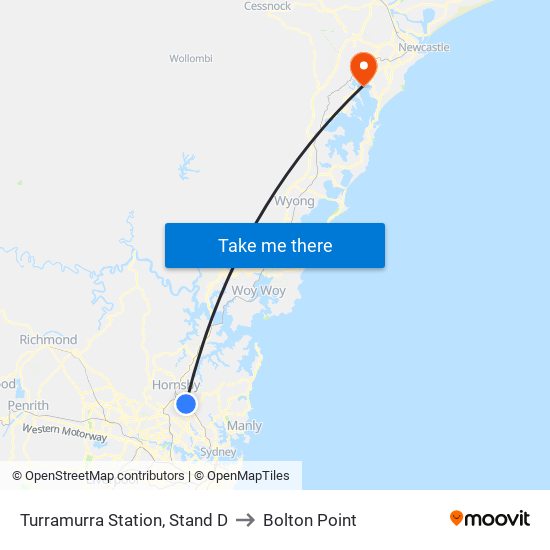 Turramurra Station, Stand D to Bolton Point map