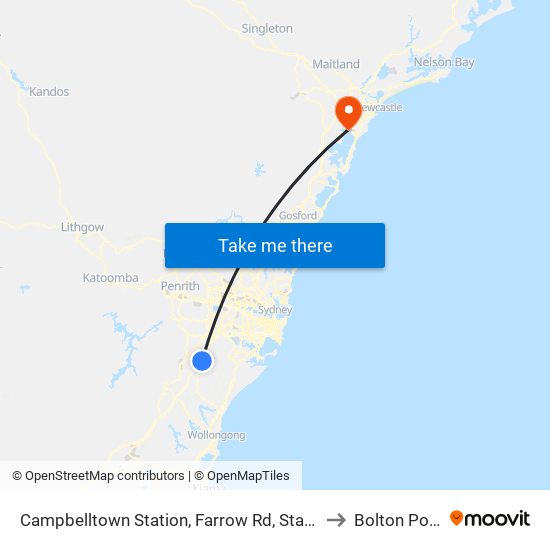 Campbelltown Station, Farrow Rd, Stand H to Bolton Point map