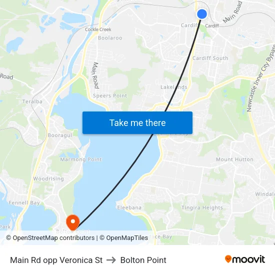 Main Rd opp Veronica St to Bolton Point map