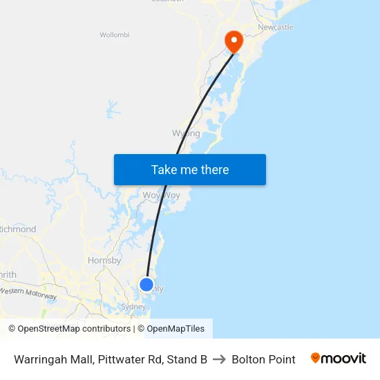 Warringah Mall, Pittwater Rd, Stand B to Bolton Point map
