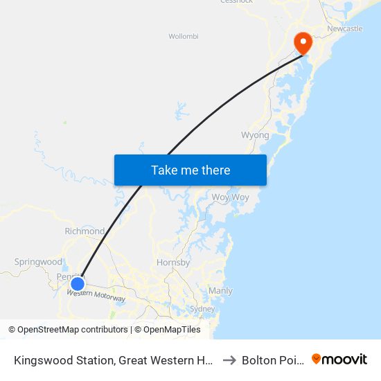 Kingswood Station, Great Western Hwy to Bolton Point map