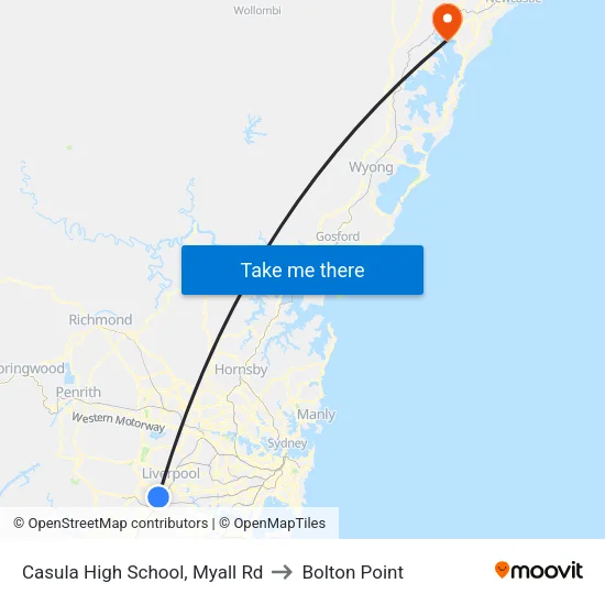 Casula High School, Myall Rd to Bolton Point map