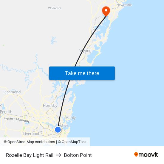 Rozelle Bay Light Rail to Bolton Point map