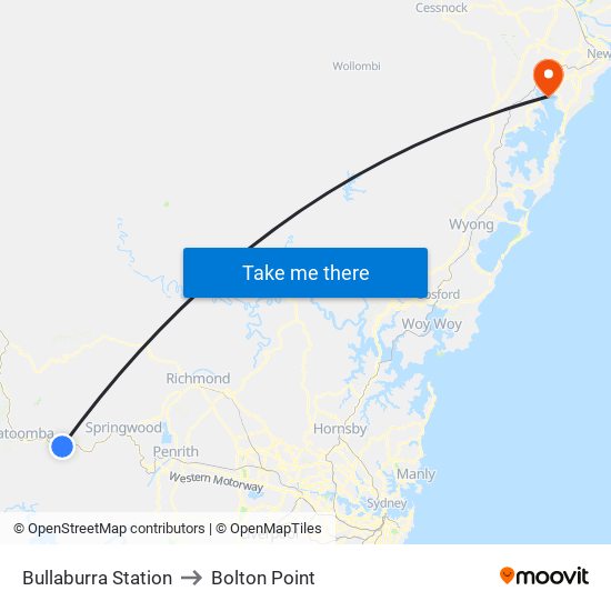 Bullaburra Station to Bolton Point map