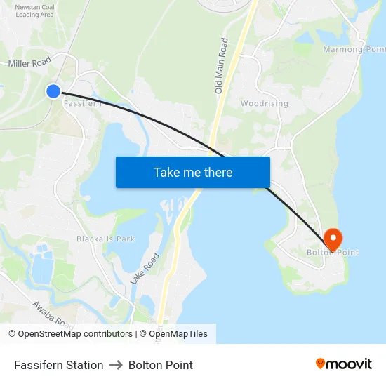 Fassifern Station to Bolton Point map