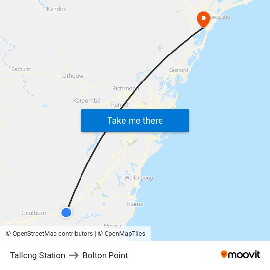 Tallong Station to Bolton Point map