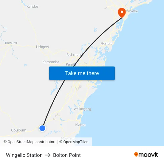 Wingello Station to Bolton Point map