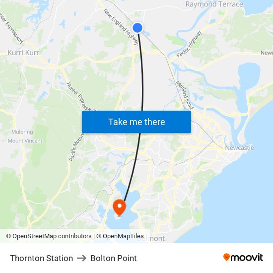 Thornton Station to Bolton Point map