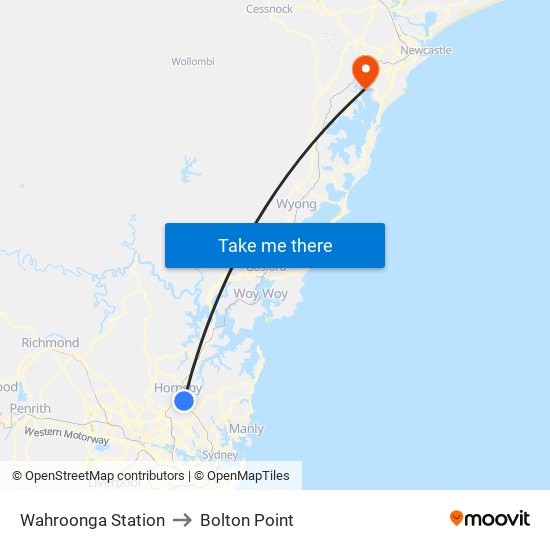 Wahroonga Station to Bolton Point map