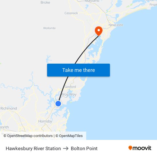 Hawkesbury River Station to Bolton Point map