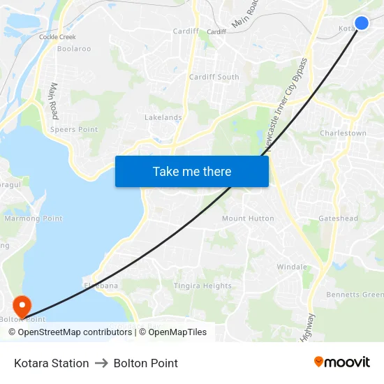 Kotara Station to Bolton Point map