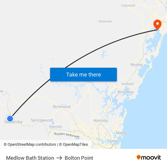 Medlow Bath Station to Bolton Point map