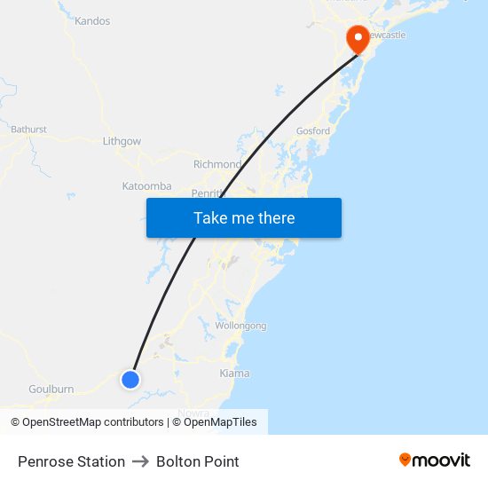 Penrose Station to Bolton Point map